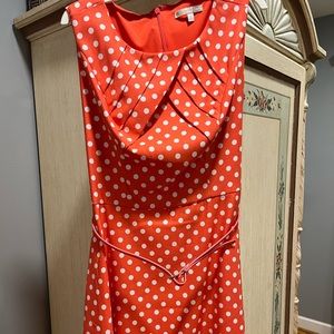 Coral & white polka dot dress